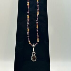 Sajen Fire Agate & Garnet Necklace